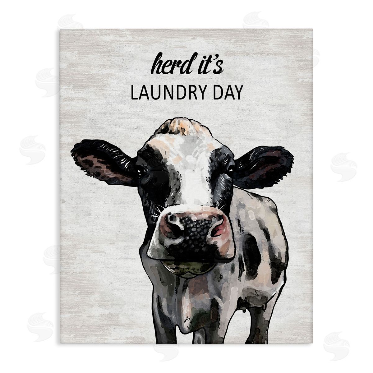 Herd It's Laundry Day Cow Canvas Wall Art, Home Decor by Lettered and Lined
