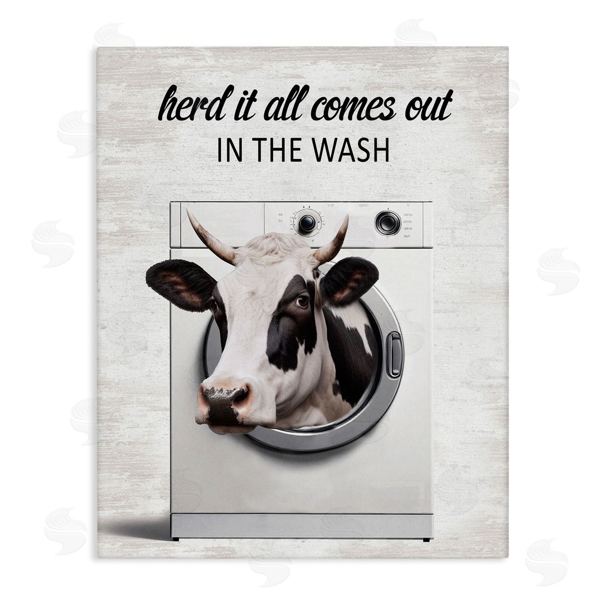 Cow & Washing Machine Canvas Wall Art, Home Decor by Lettered and Lined