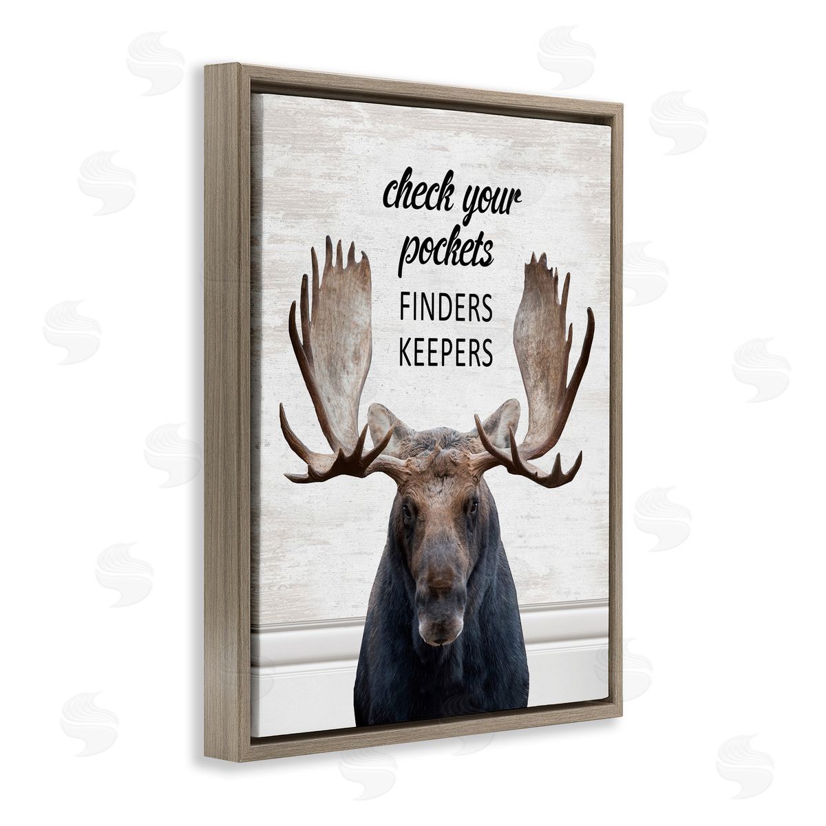 Check Pockets Laundry Reminder Brown Floating Frame Canvas Wall Art, Home Decor by Lettered and Lined