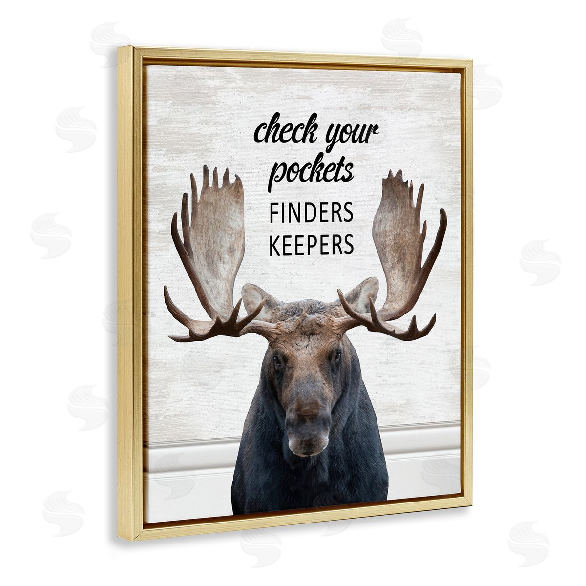 Check Pockets Laundry Reminder Gold Floating Frame Canvas Wall Art, Home Decor by Lettered and Lined
