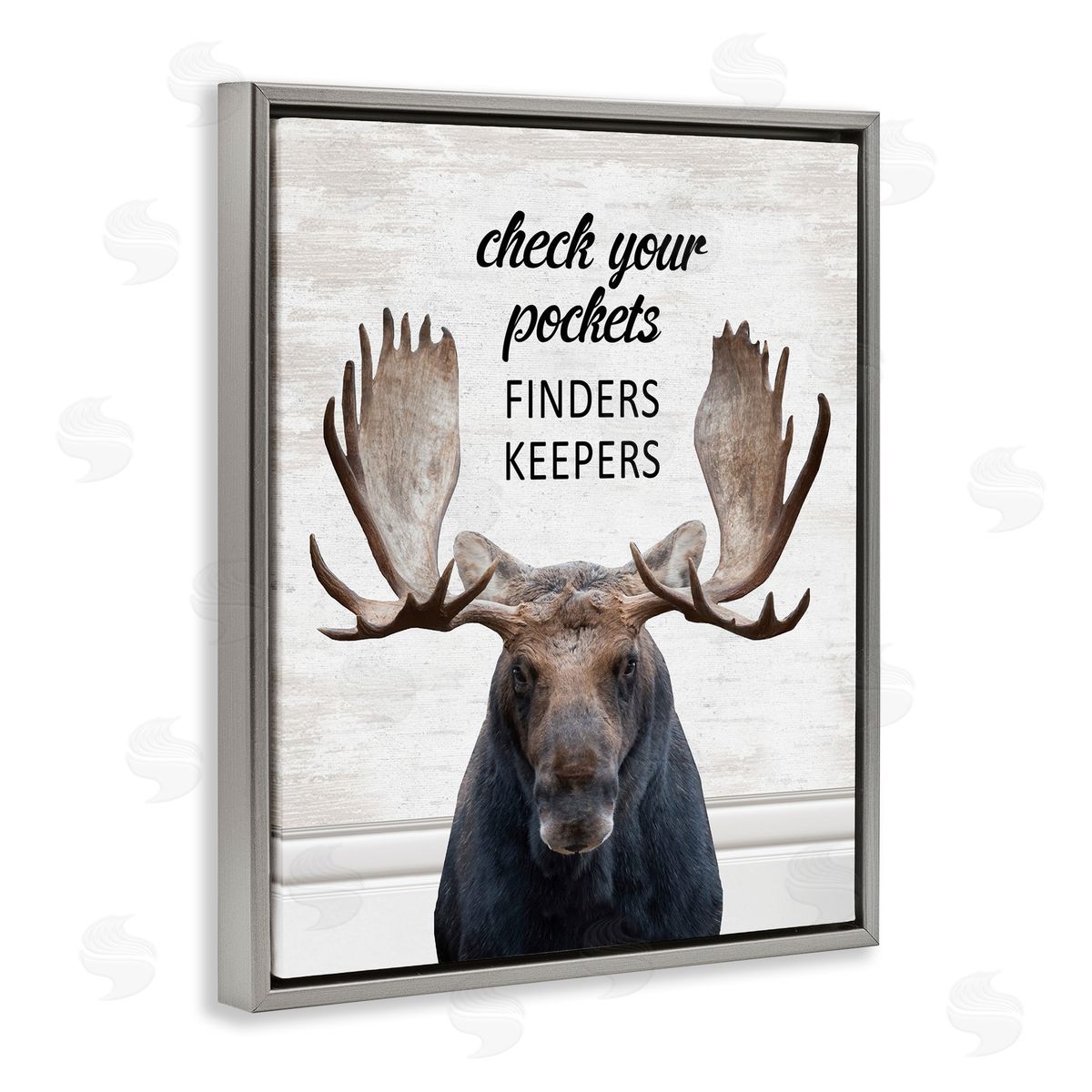 Check Pockets Laundry Reminder Grey Floating Frame Canvas Wall Art, Home Decor by Lettered and Lined