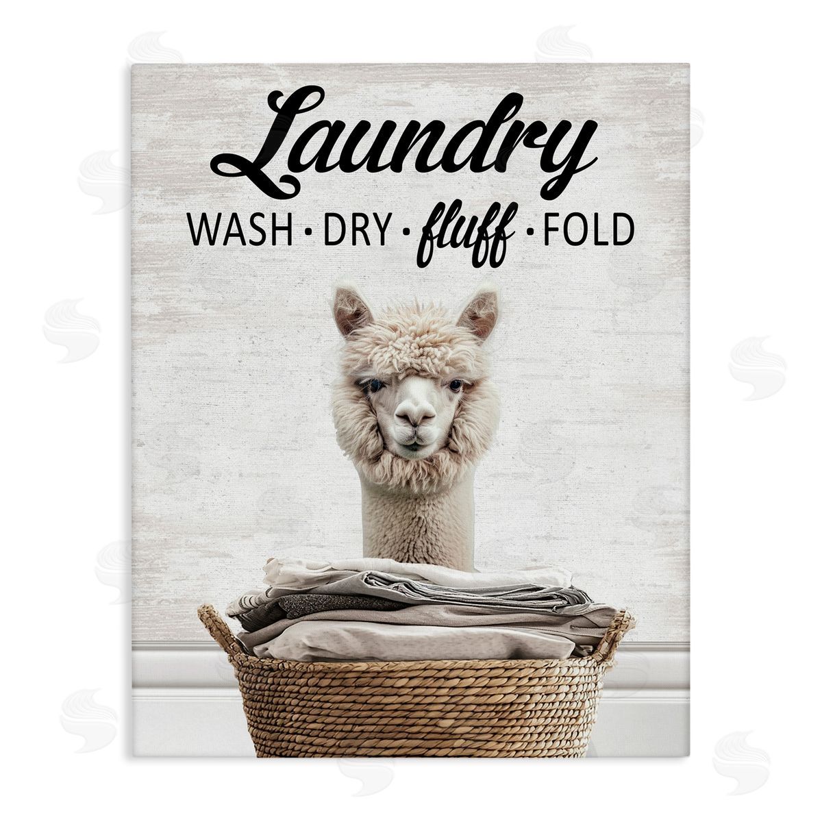 Wash Dry Fluff Laundry Alpaca Canvas Wall Art, Home Decor by Lettered and Lined