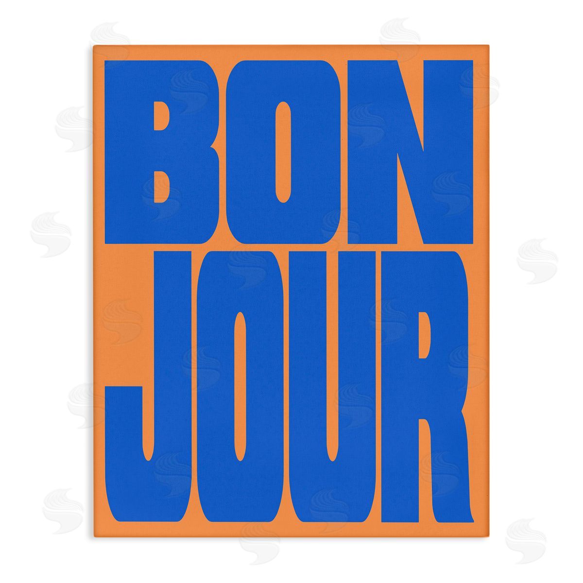 Bonjour Blue & Orange Canvas Wall Art, Home Decor by House of Lulu