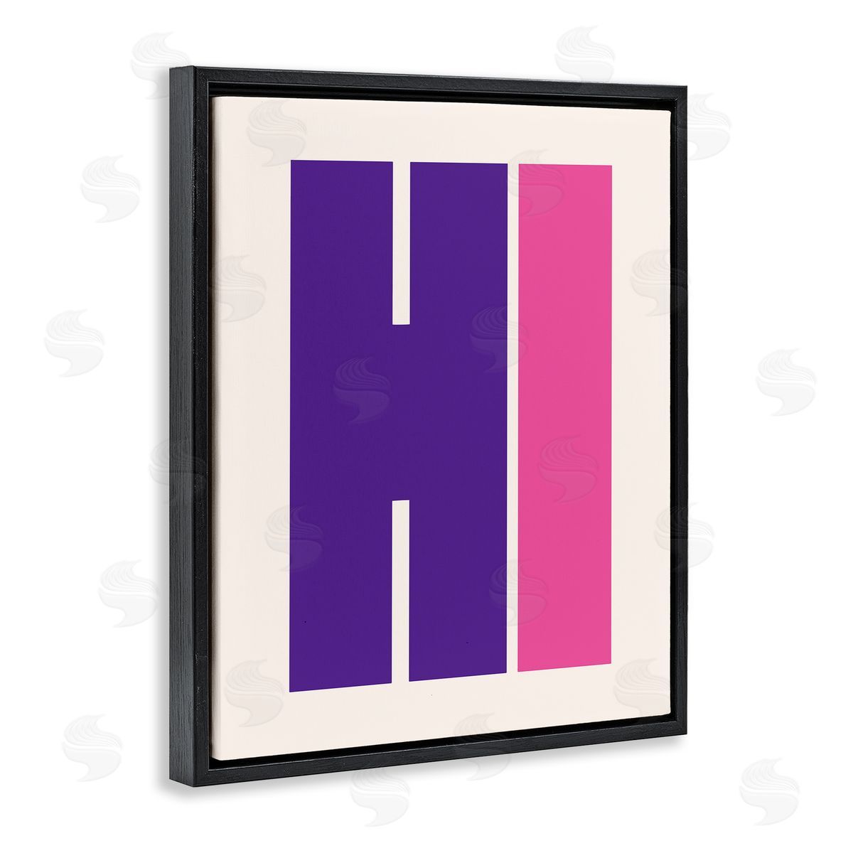 Hi Contemporary Typography Black Floating Frame Canvas Wall Art, Home Decor by House of Lulu
