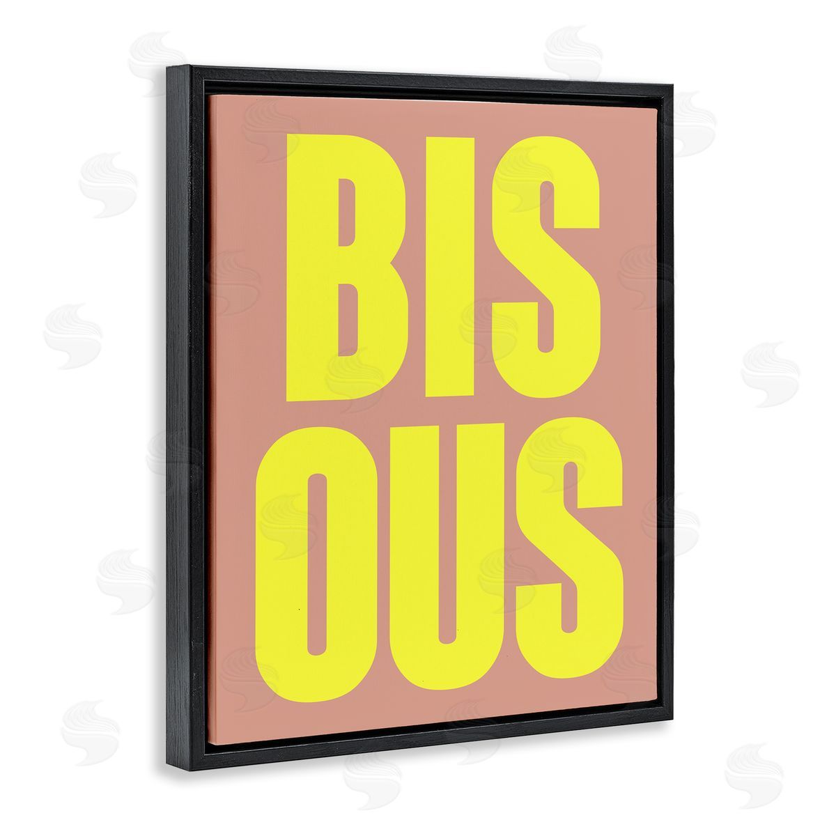 Bisous Kiss Typography Black Floating Frame Canvas Wall Art, Home Decor by House of Lulu