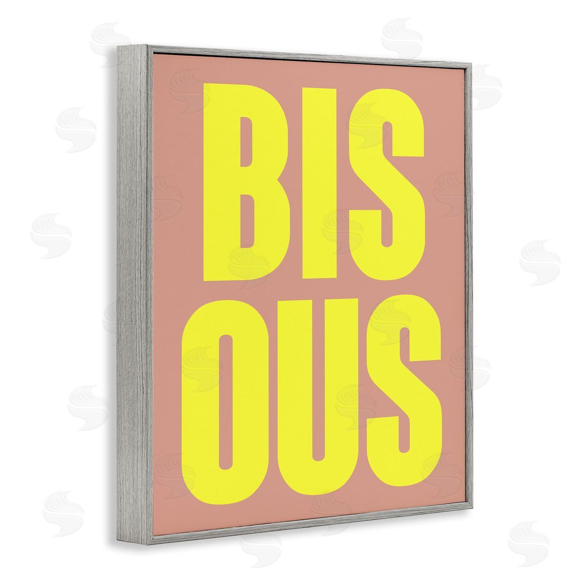 Bisous Kiss Typography Grey Frame Print Wall Art, Home Decor by House of Lulu