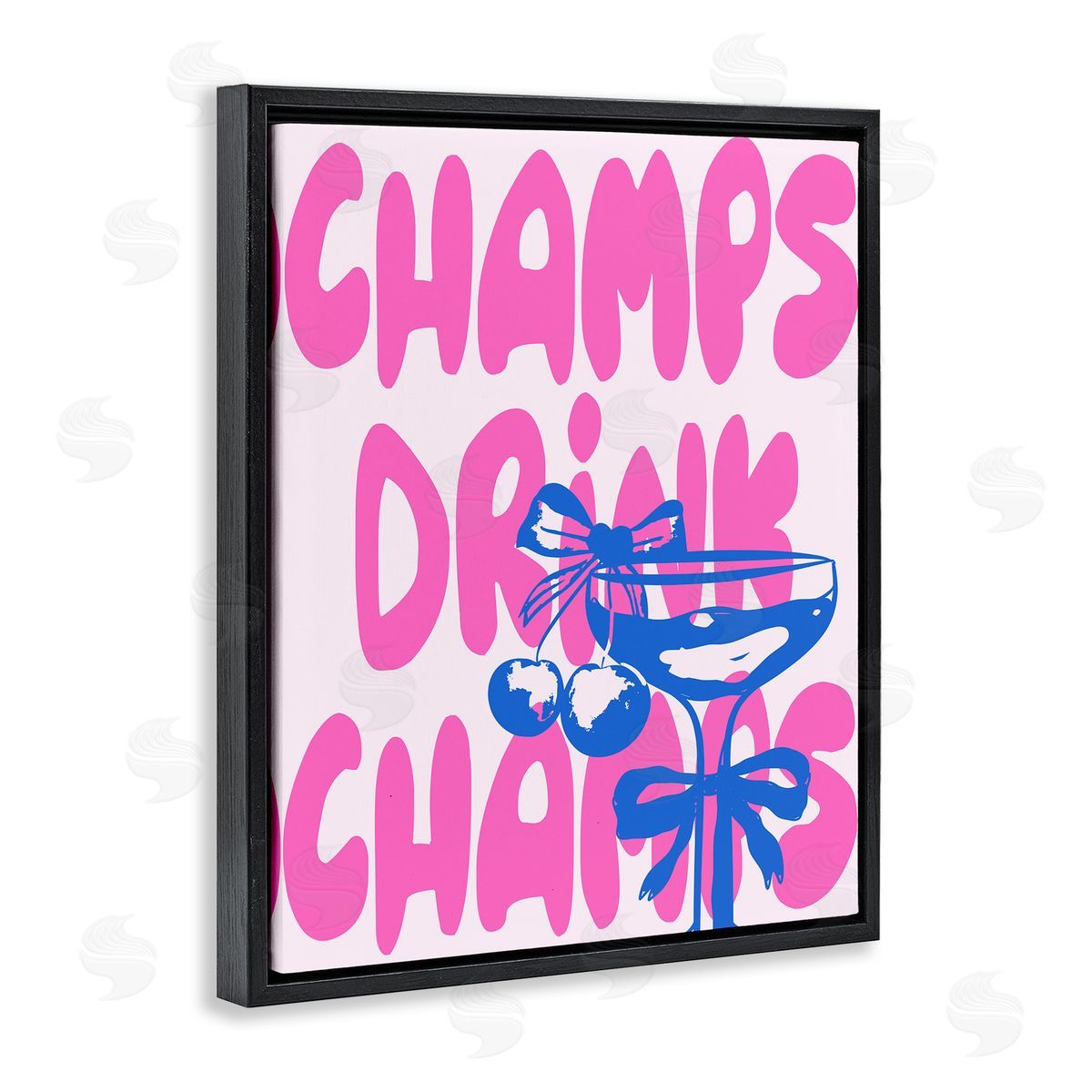 Champs Drink Champagne Black Floating Frame Canvas Wall Art, Home Decor by House of Lulu