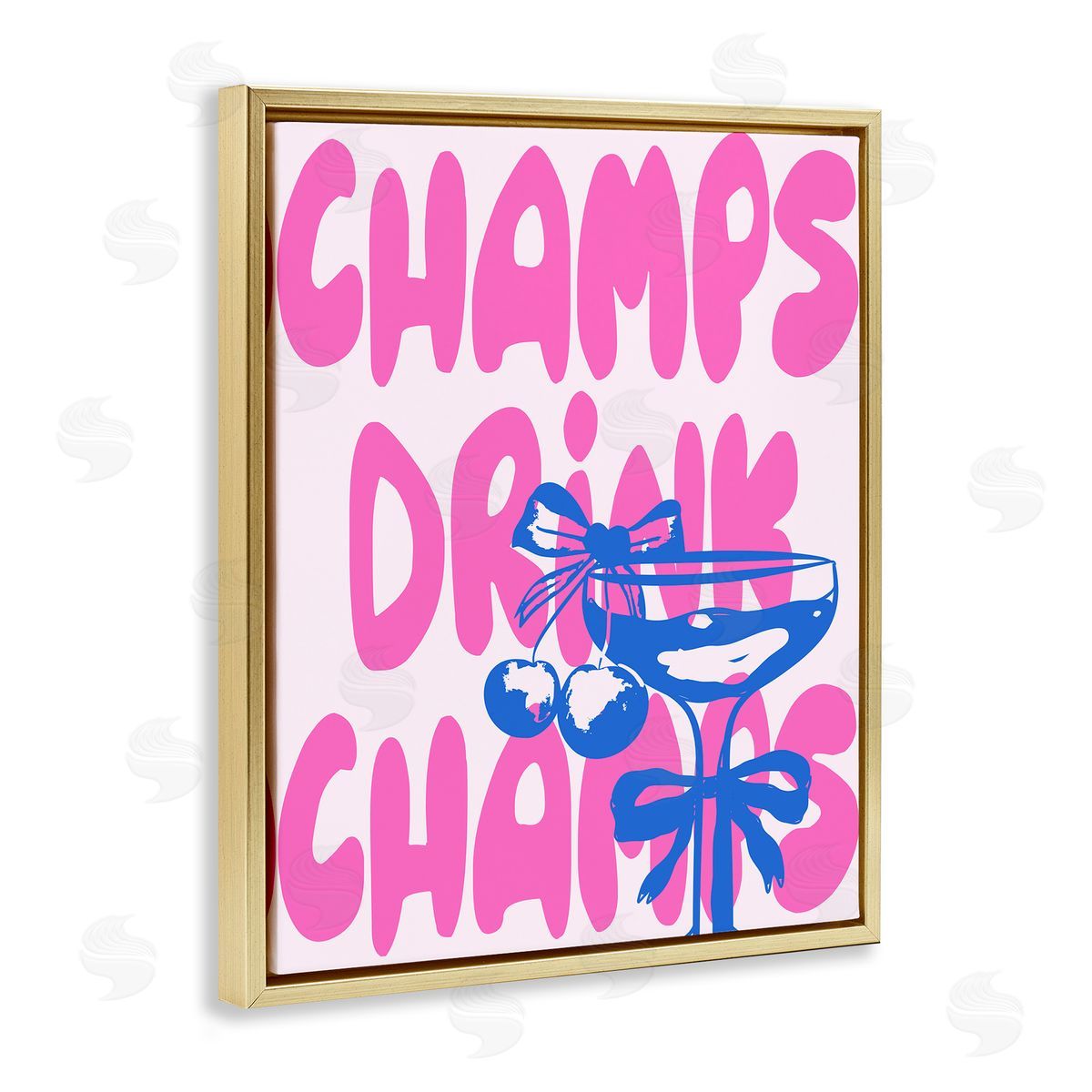 Champs Drink Champagne Gold Floating Frame Canvas Wall Art, Home Decor by House of Lulu