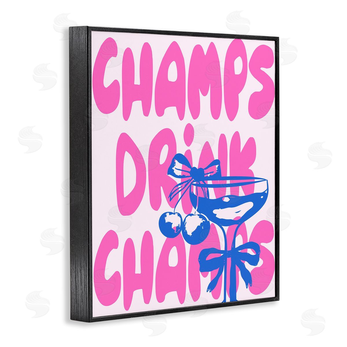 Champs Drink Champagne Black Frame Print Wall Art, Home Decor by House of Lulu