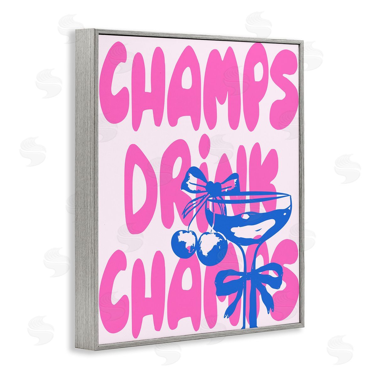 Champs Drink Champagne Grey Frame Print Wall Art, Home Decor by House of Lulu