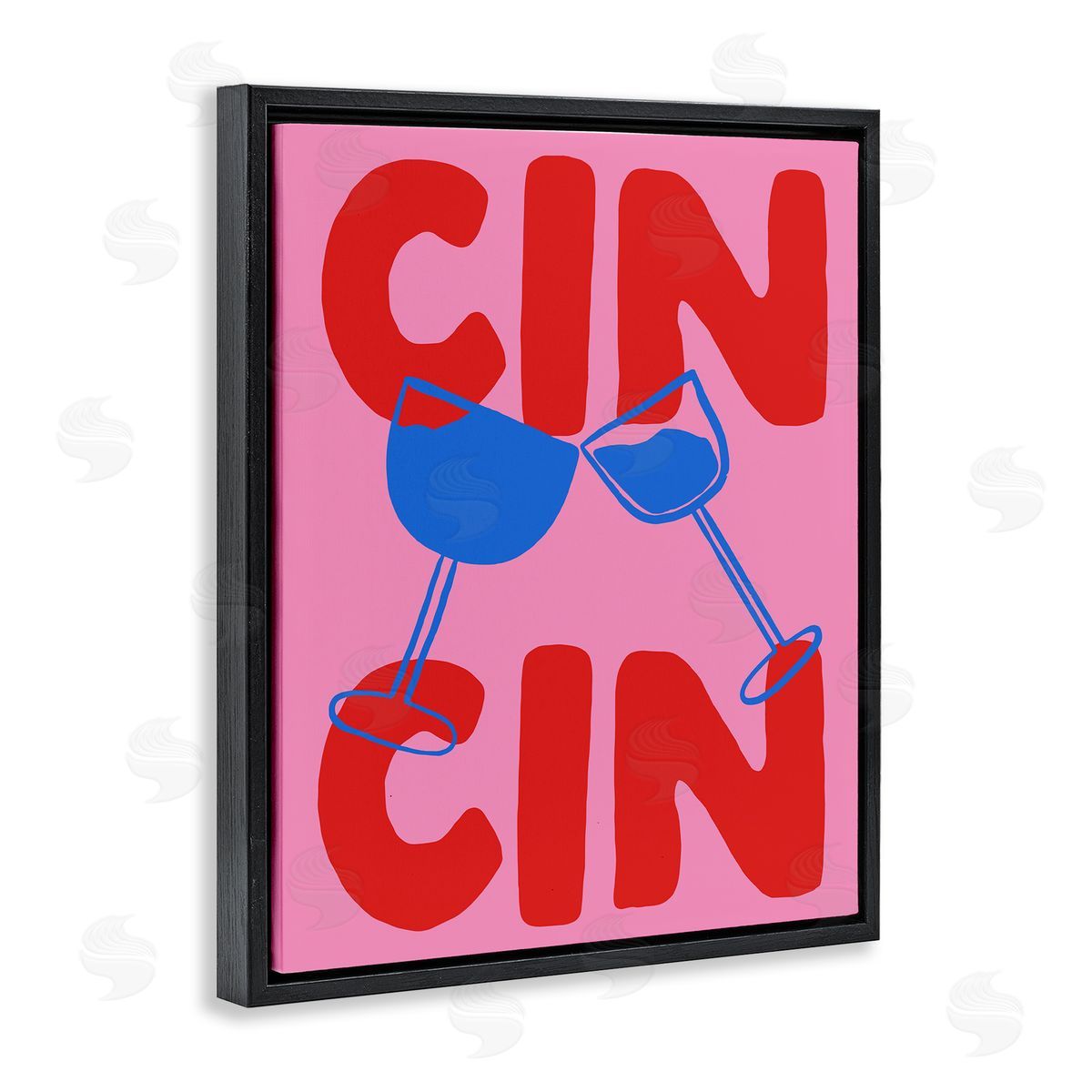 Bold Cin Cin Cheers Black Floating Frame Canvas Wall Art, Home Decor by House of Lulu
