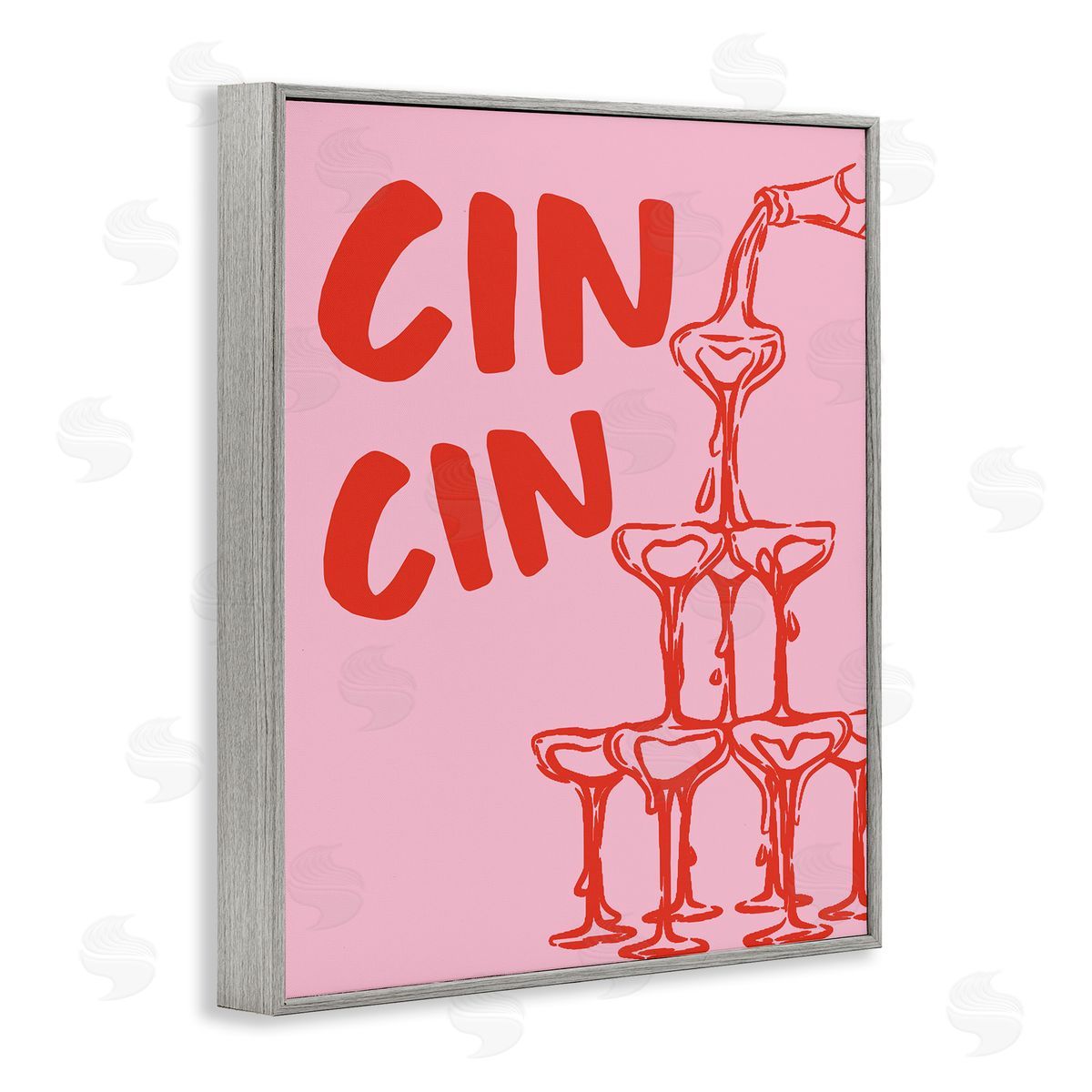 Cin Cin Champagne Tower Grey Frame Print Wall Art, Home Decor by House of Lulu