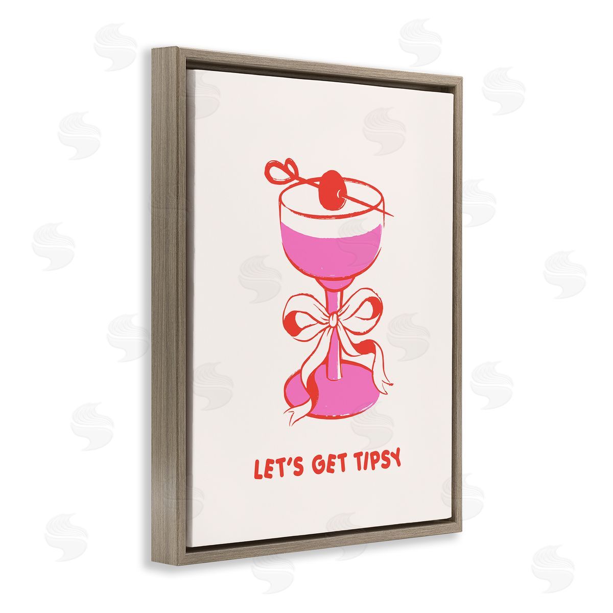 Let's Get Tipsy with Glass Brown Floating Frame Canvas Wall Art, Home Decor by House of Lulu