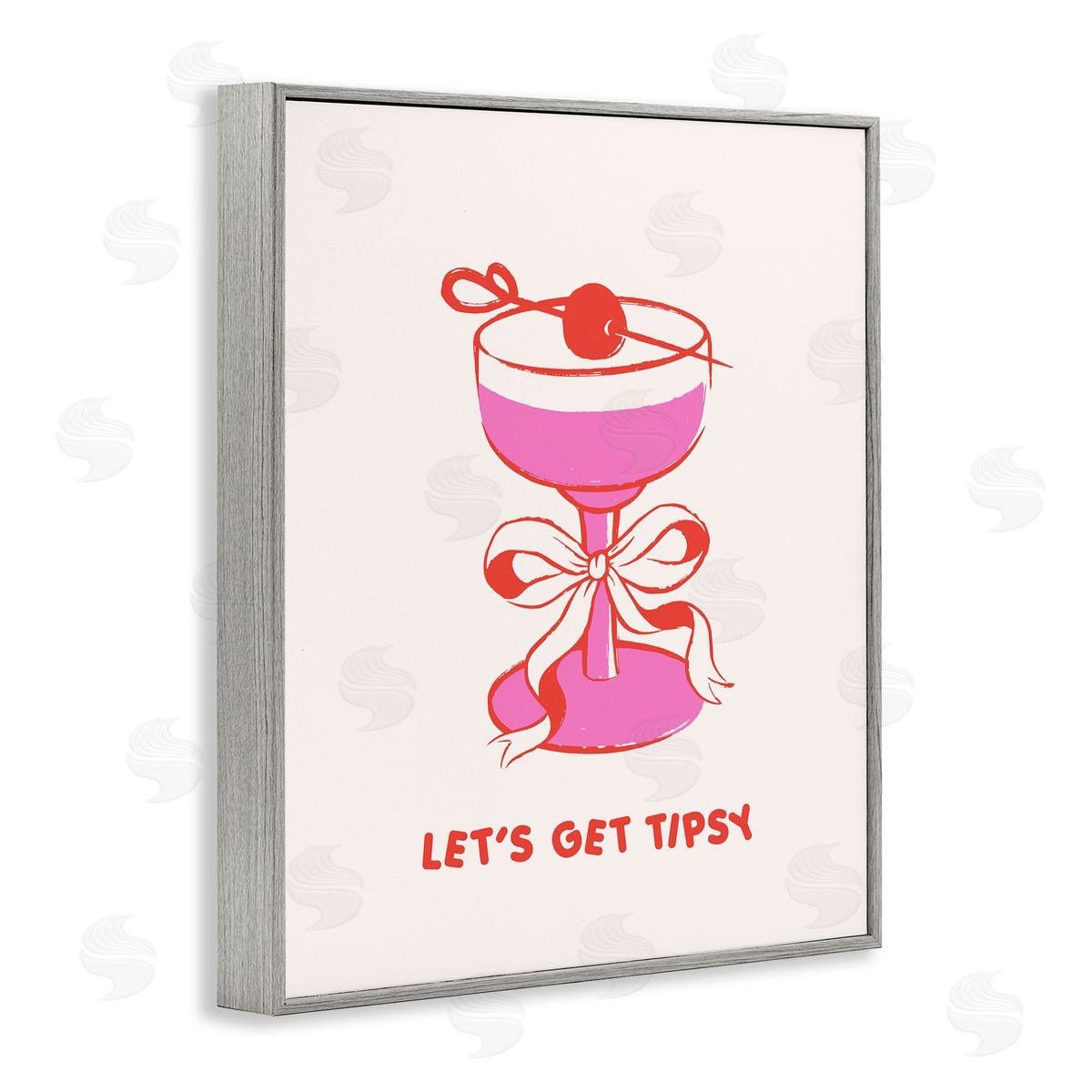 Let's Get Tipsy with Glass Grey Frame Print Wall Art, Home Decor by House of Lulu