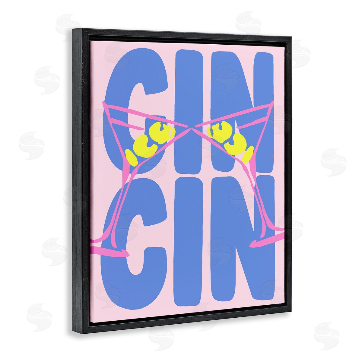 Pastel Cin Cin Cheers Black Floating Frame Canvas Wall Art, Home Decor by House of Lulu