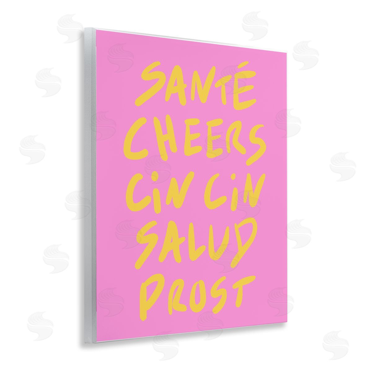 Multilingual Cheers on Pink Wood Plaque Wall Art, Home Decor by House of Lulu