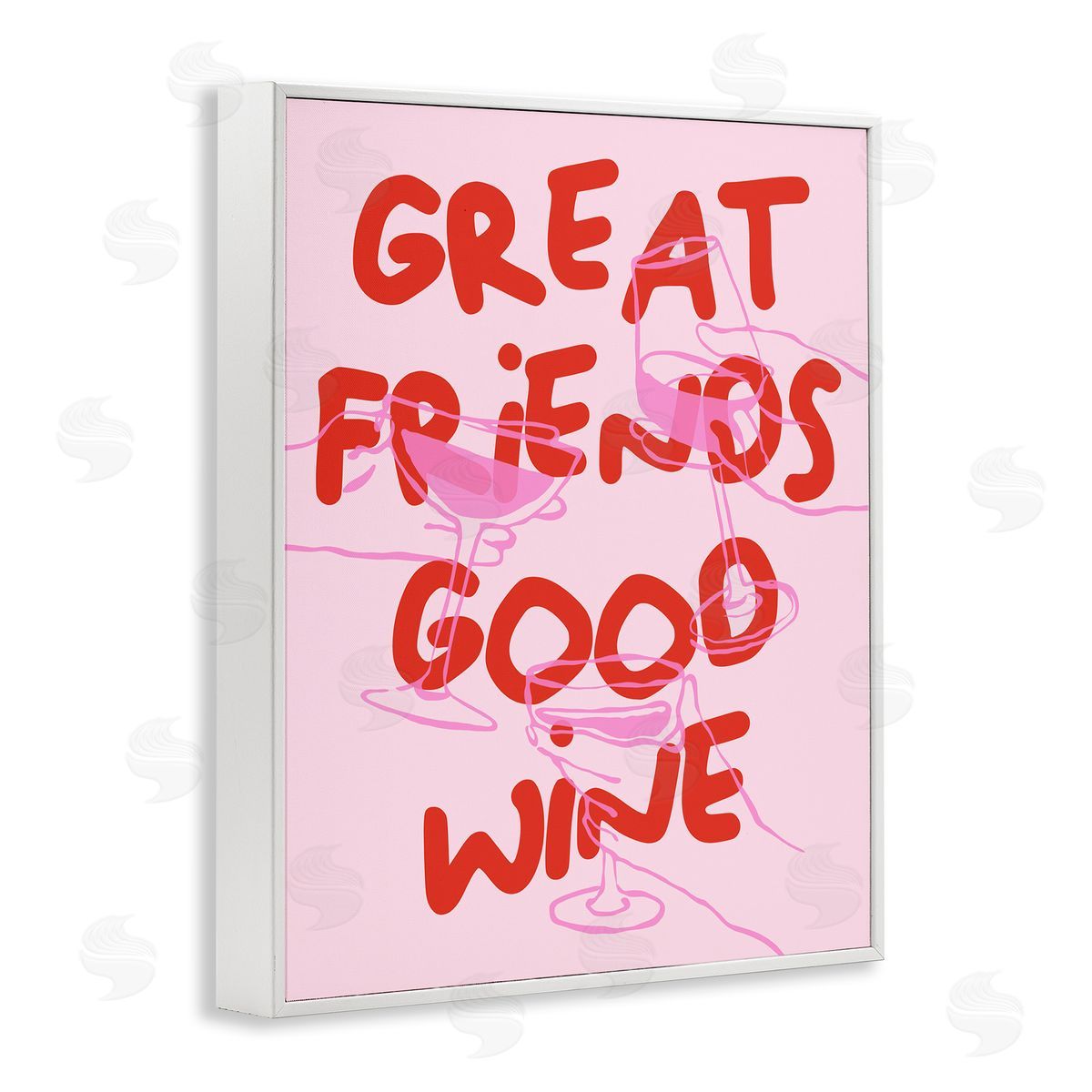 Great Friends Good Wine White Frame Print Wall Art, Home Decor by House of Lulu