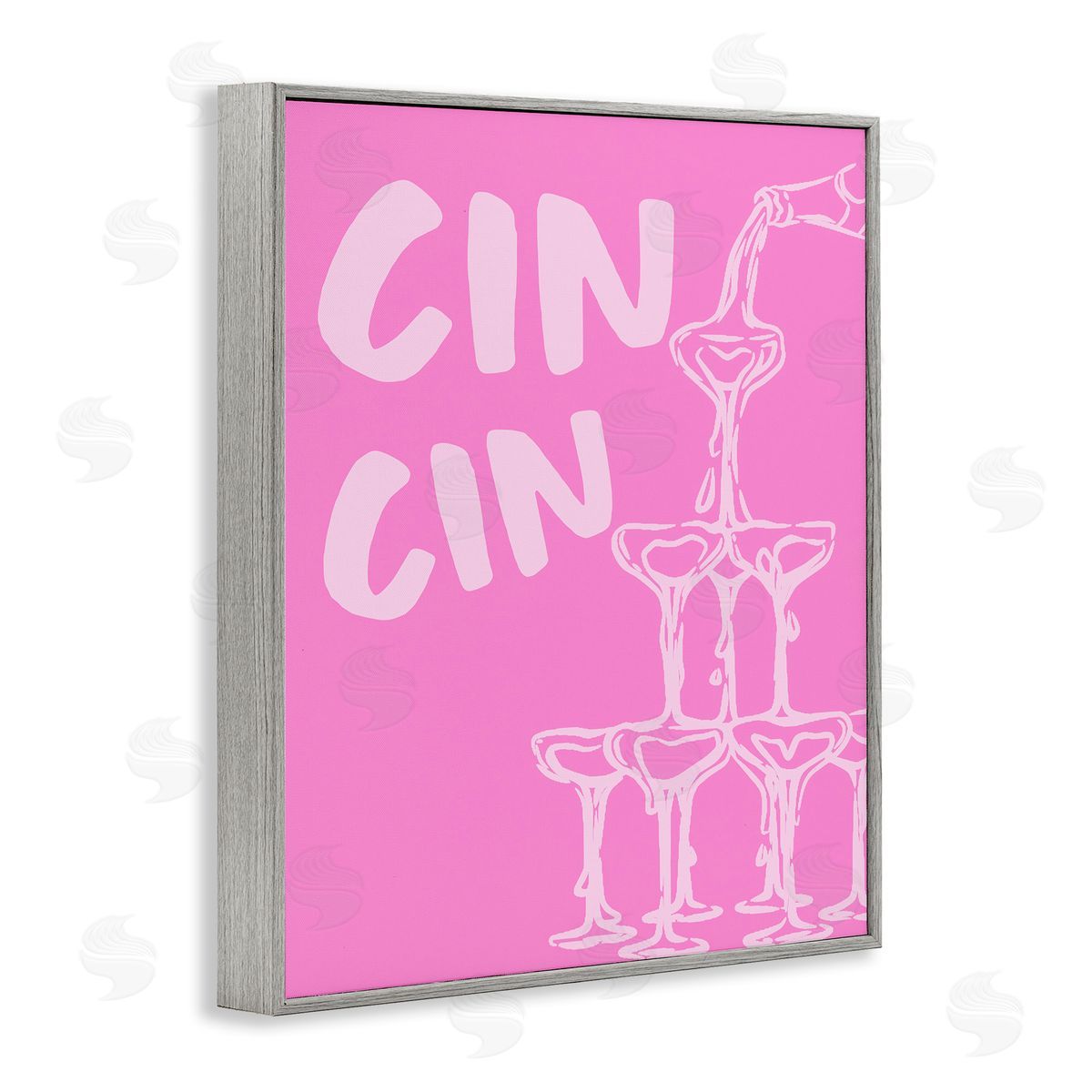 Pink Champagne Tower Grey Frame Print Wall Art, Home Decor by House of Lulu
