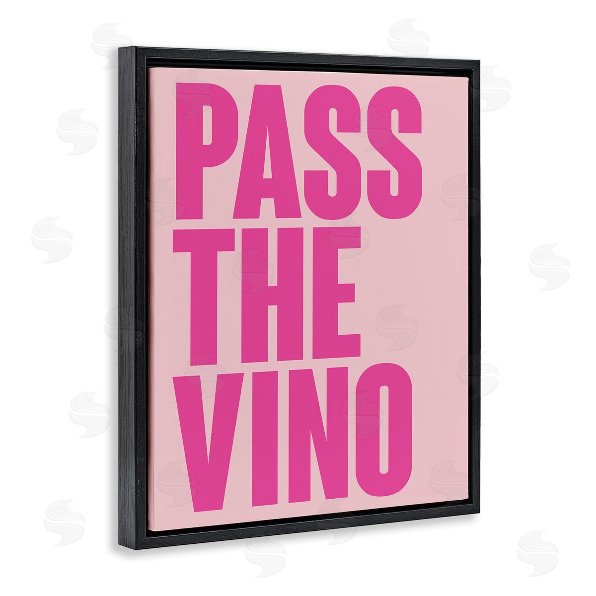 Pass The Vino Pastel Black Floating Frame Canvas Wall Art, Home Decor by House of Lulu