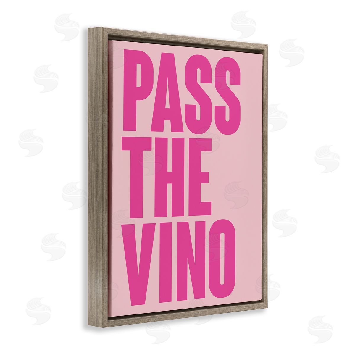 Pass The Vino Pastel Brown Floating Frame Canvas Wall Art, Home Decor by House of Lulu