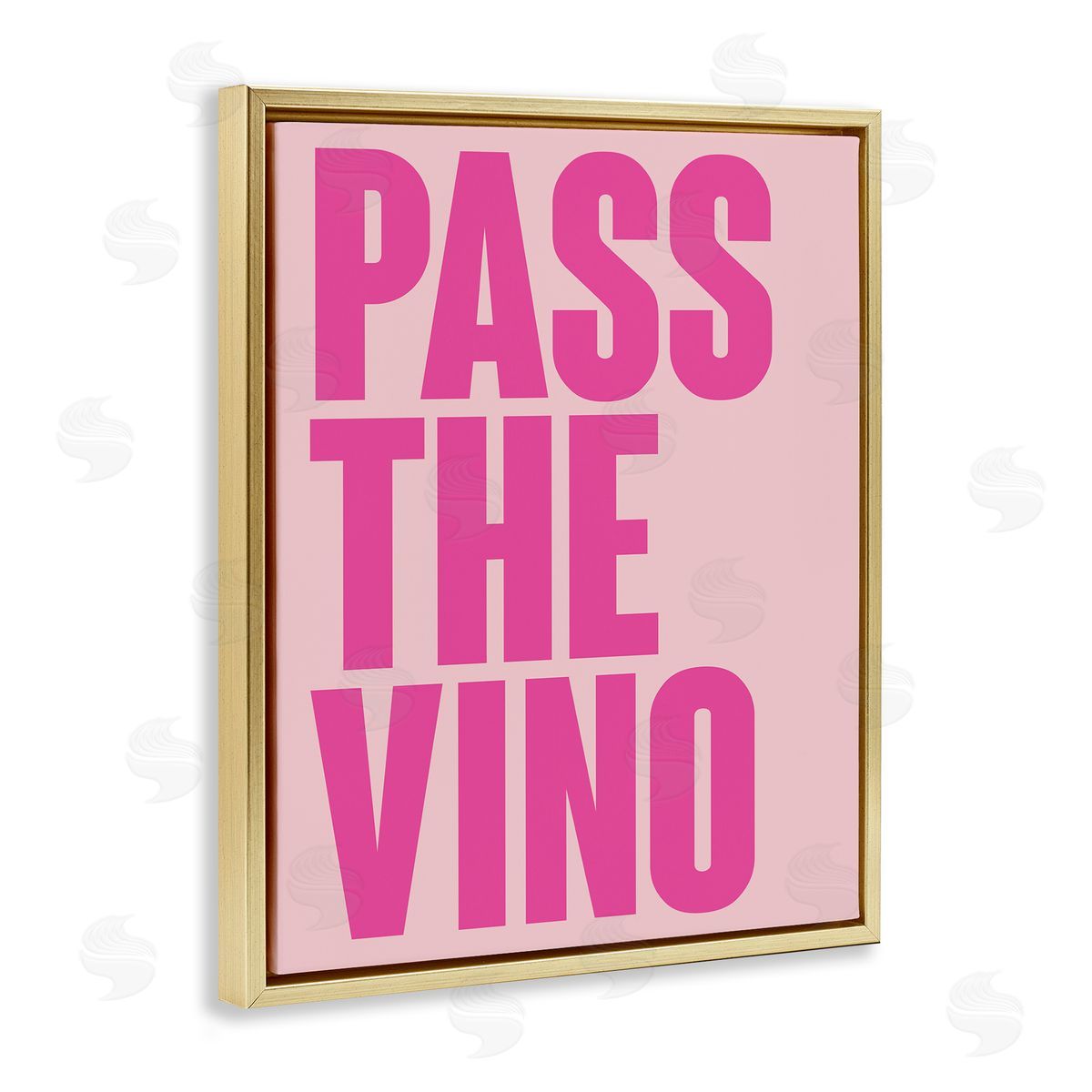 Pass The Vino Pastel Gold Floating Frame Canvas Wall Art, Home Decor by House of Lulu