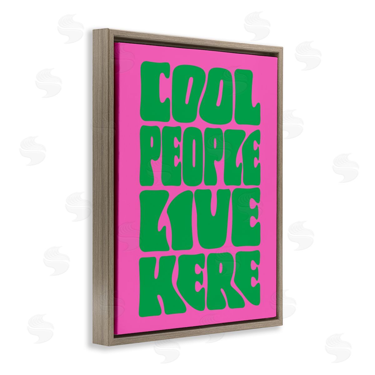 Cool People Live Here Brown Floating Frame Canvas Wall Art, Home Decor by House of Lulu