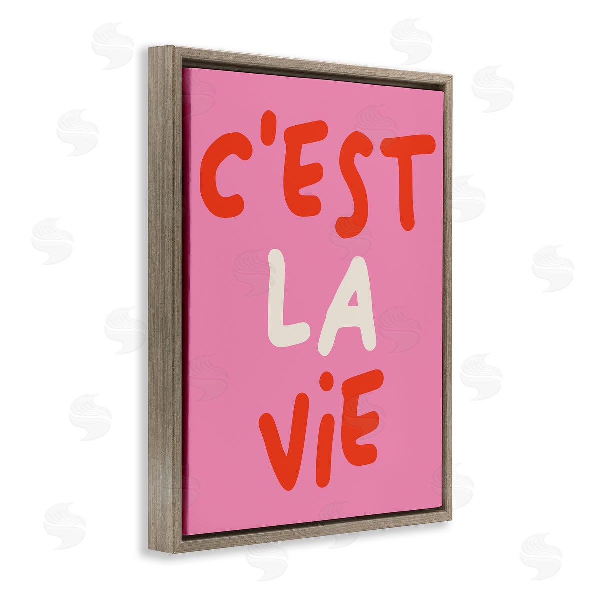 C'est La Vie on Pink Brown Floating Frame Canvas Wall Art, Home Decor by House of Lulu