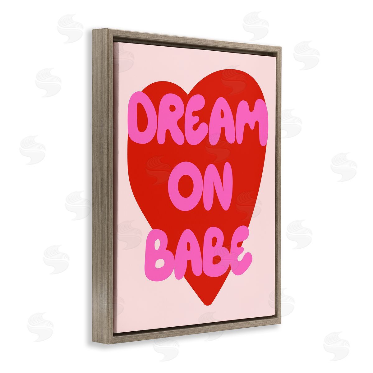Dream On Babe Red Heart Brown Floating Frame Canvas Wall Art, Home Decor by House of Lulu