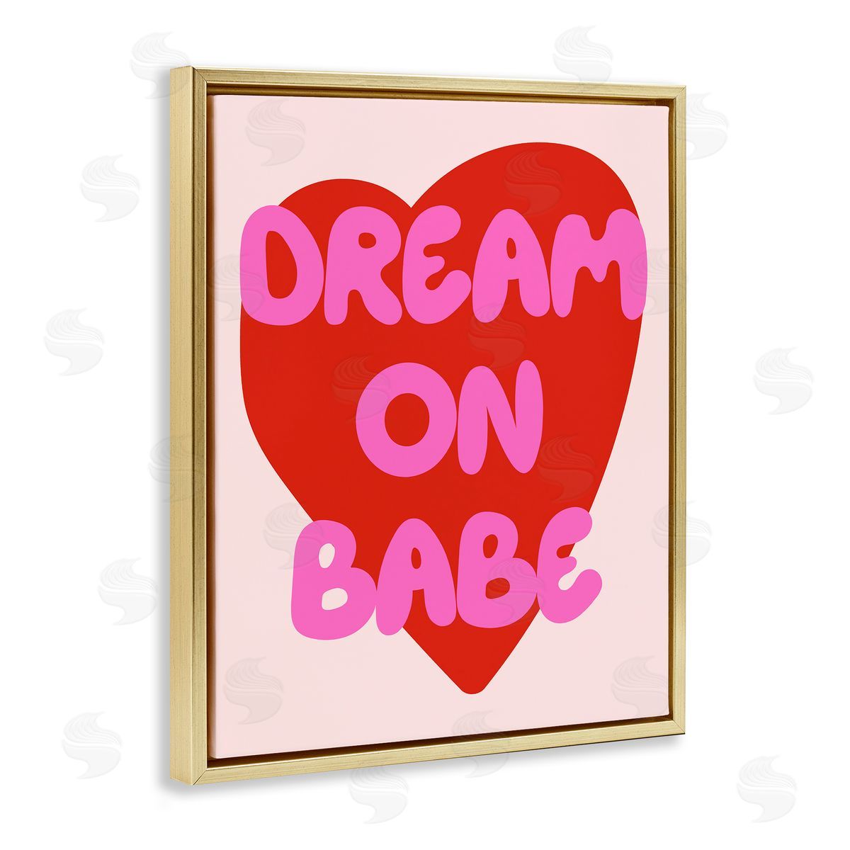 Dream On Babe Red Heart Gold Floating Frame Canvas Wall Art, Home Decor by House of Lulu