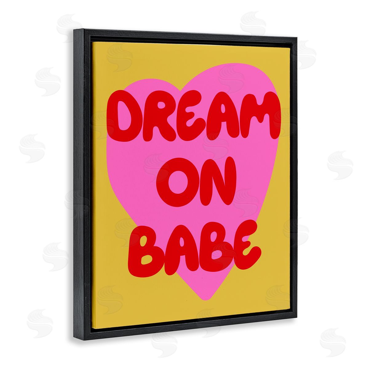 Dream On Babe on Yellow Black Floating Frame Canvas Wall Art, Home Decor by House of Lulu
