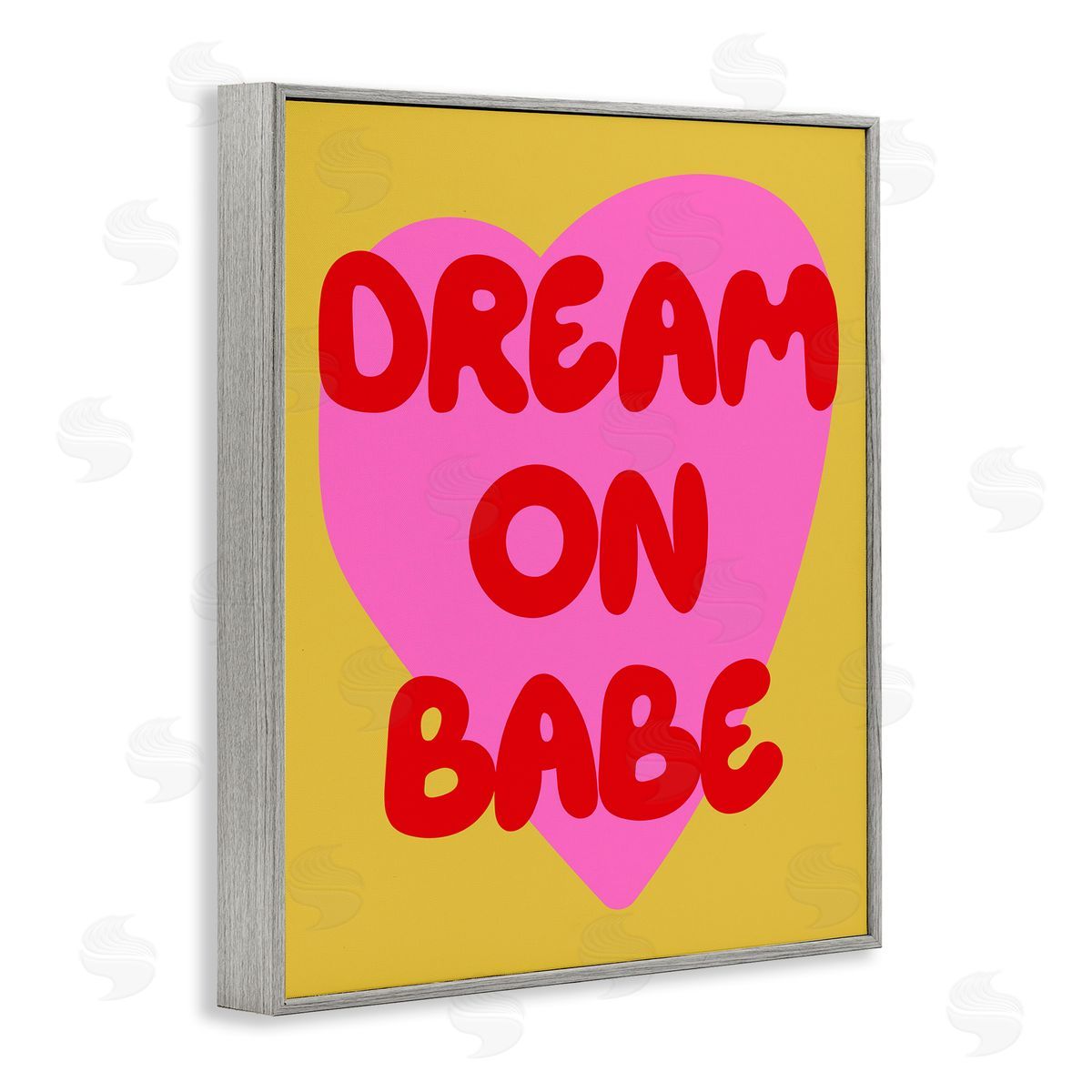 Dream On Babe on Yellow Grey Frame Print Wall Art, Home Decor by House of Lulu