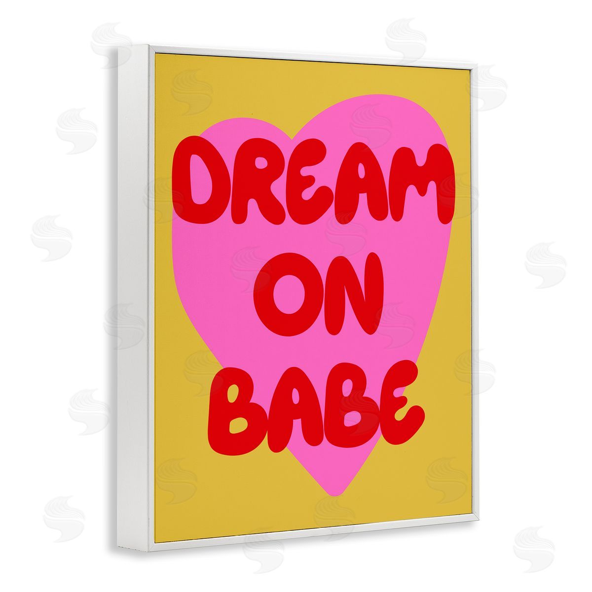 Dream On Babe on Yellow White Frame Print Wall Art, Home Decor by House of Lulu