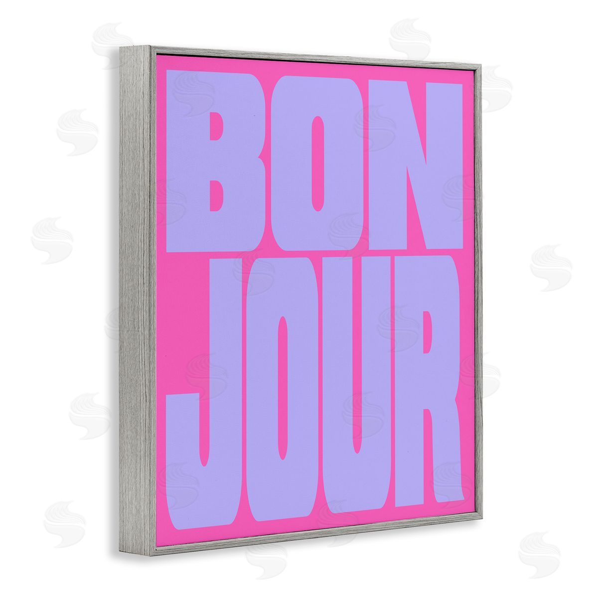 Bonjour Pink & Blue Grey Frame Print Wall Art, Home Decor by House of Lulu