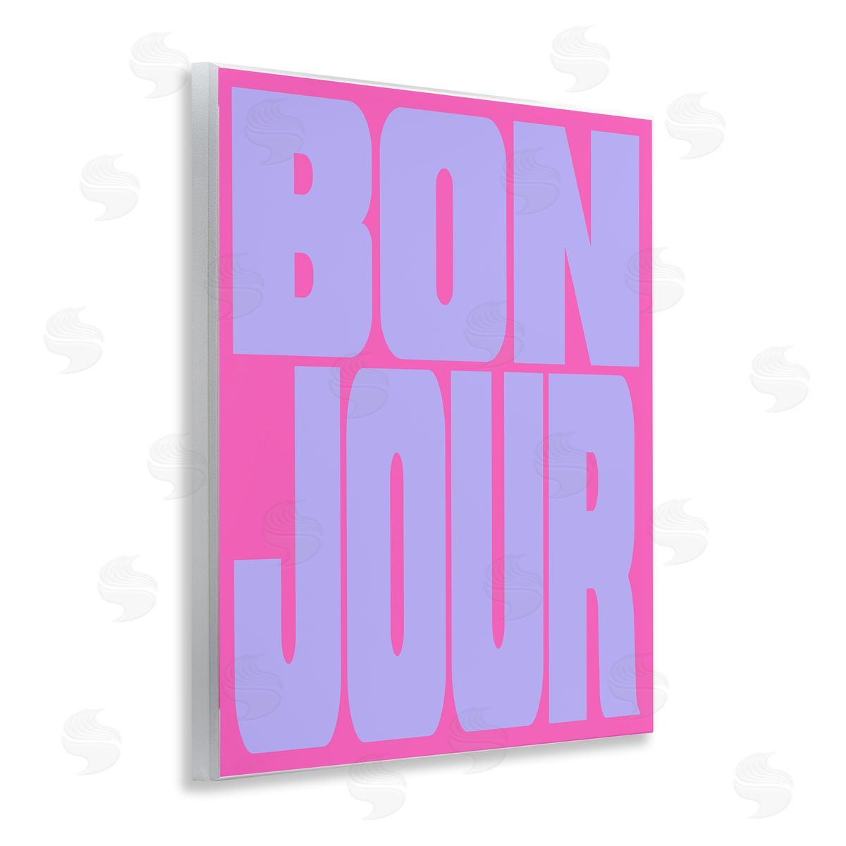 Bonjour Pink & Blue Wood Plaque Wall Art, Home Decor by House of Lulu