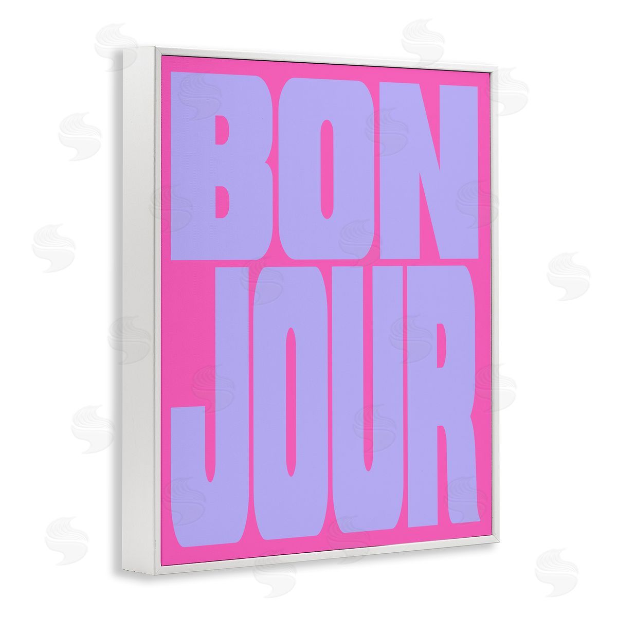 Bonjour Pink & Blue White Frame Print Wall Art, Home Decor by House of Lulu