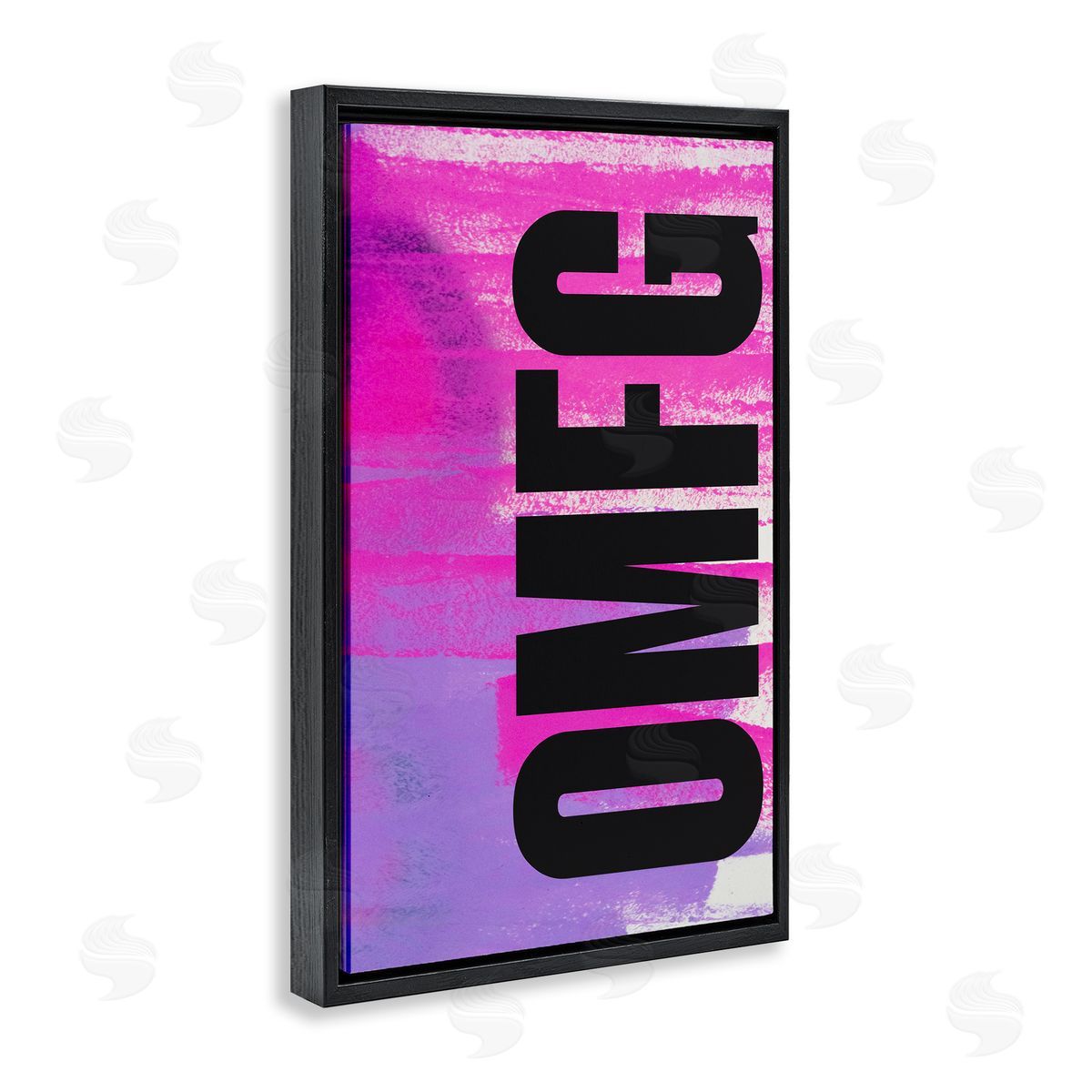 Bold OMFG on Abstract Black Floating Frame Canvas Wall Art, Home Decor by House of Lulu