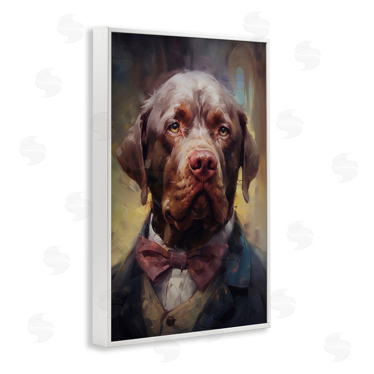 Dog in Timeless Suit Fashion White Frame Print Wall Art, Home Decor by Wumples