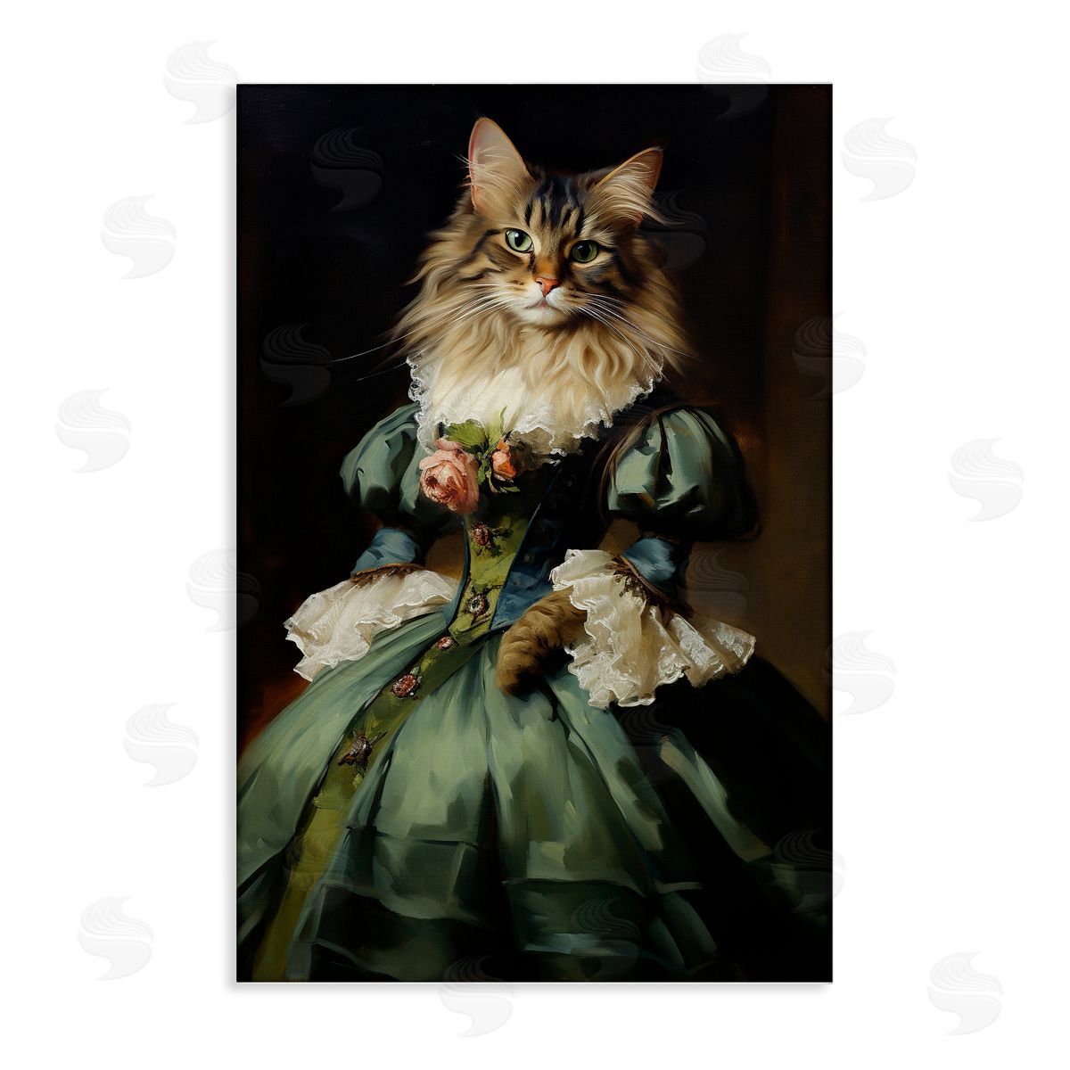 Cat in Elegant Dress Canvas Wall Art, Home Decor by Wumples