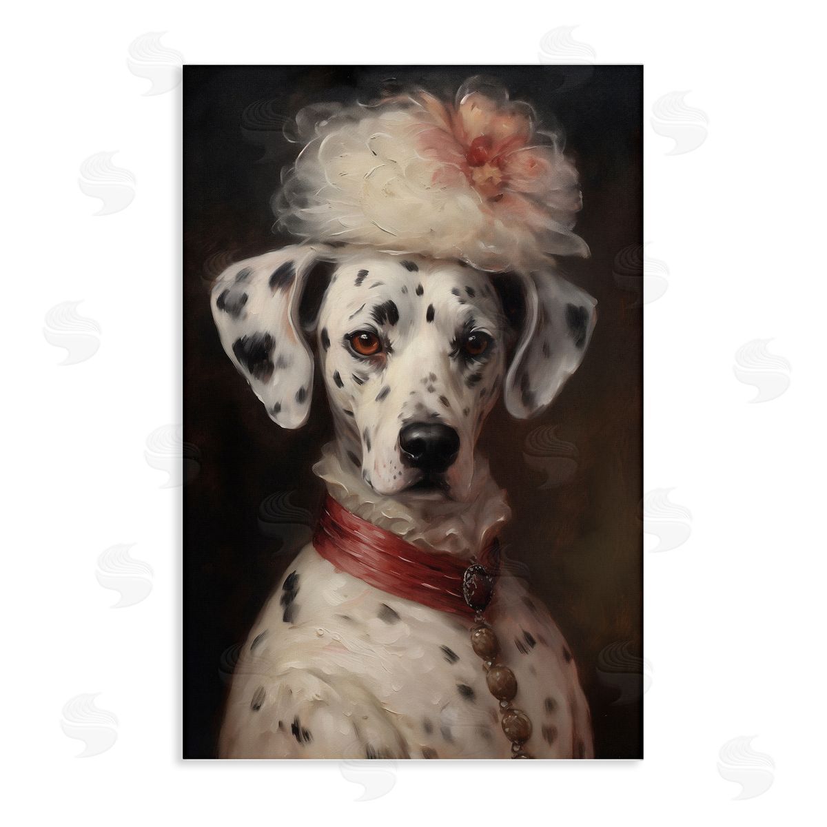 Dalmatian with Fancy Hat Portrait Canvas Wall Art, Home Decor by Wumples