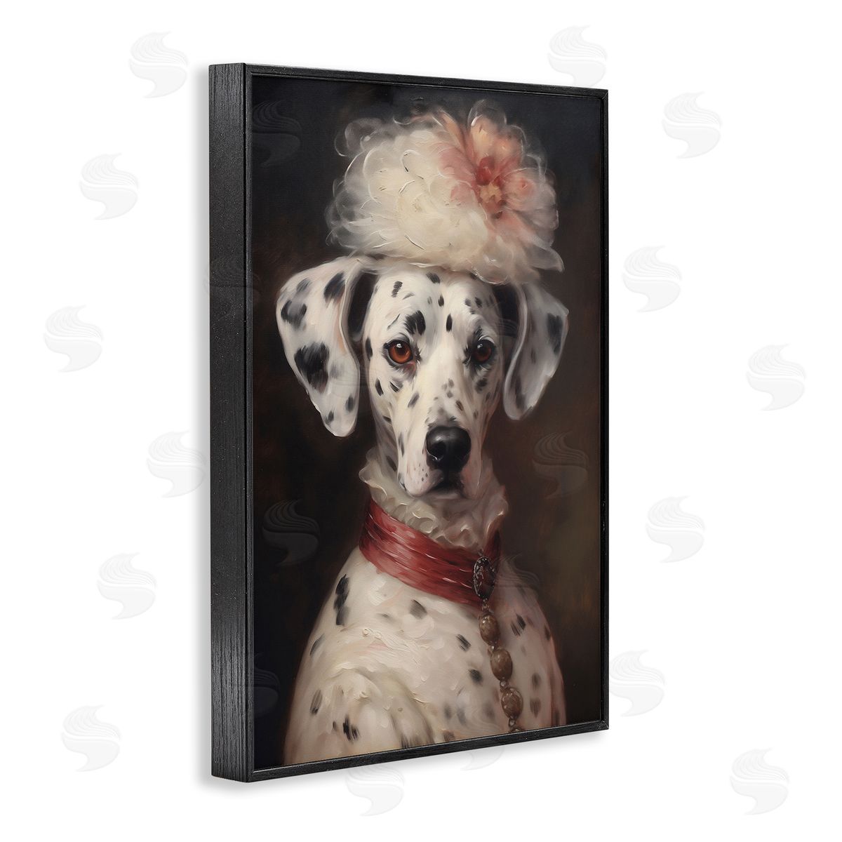Dalmatian with Fancy Hat Portrait Black Frame Print Wall Art, Home Decor by Wumples