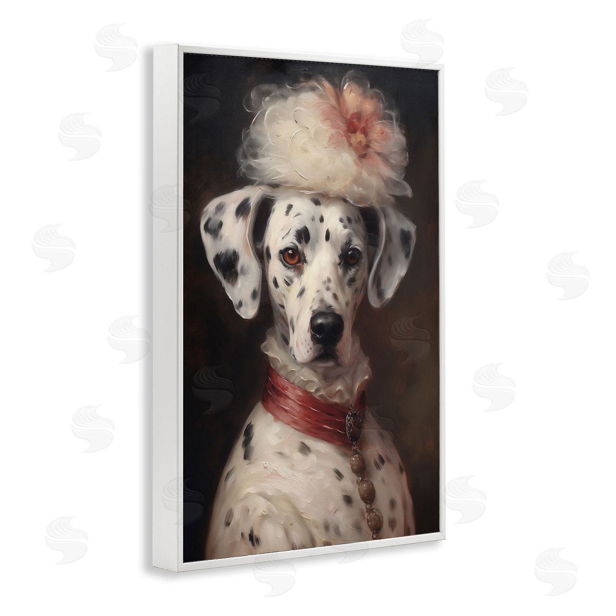 Dalmatian with Fancy Hat Portrait White Frame Print Wall Art, Home Decor by Wumples