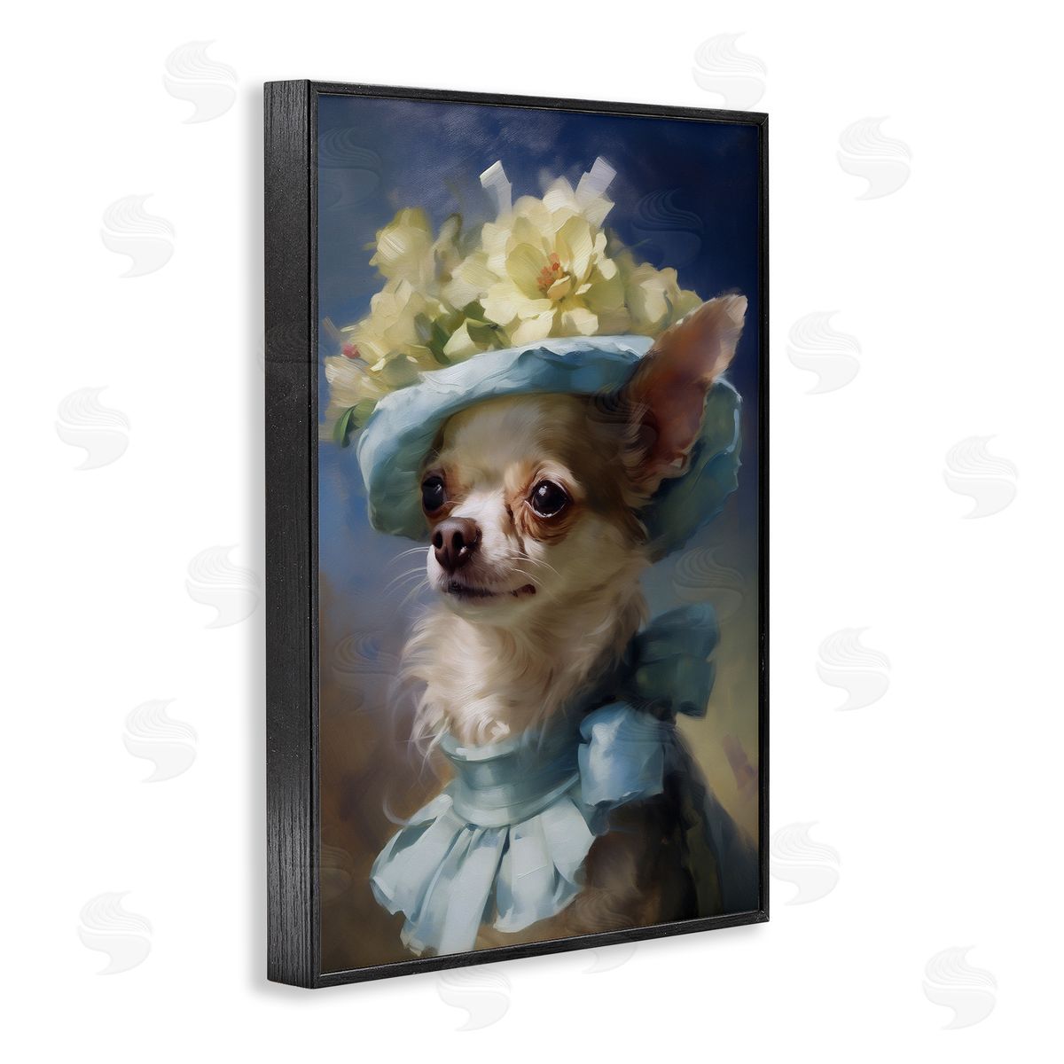 Dog with Fashionable Hat Black Frame Print Wall Art, Home Decor by Wumples