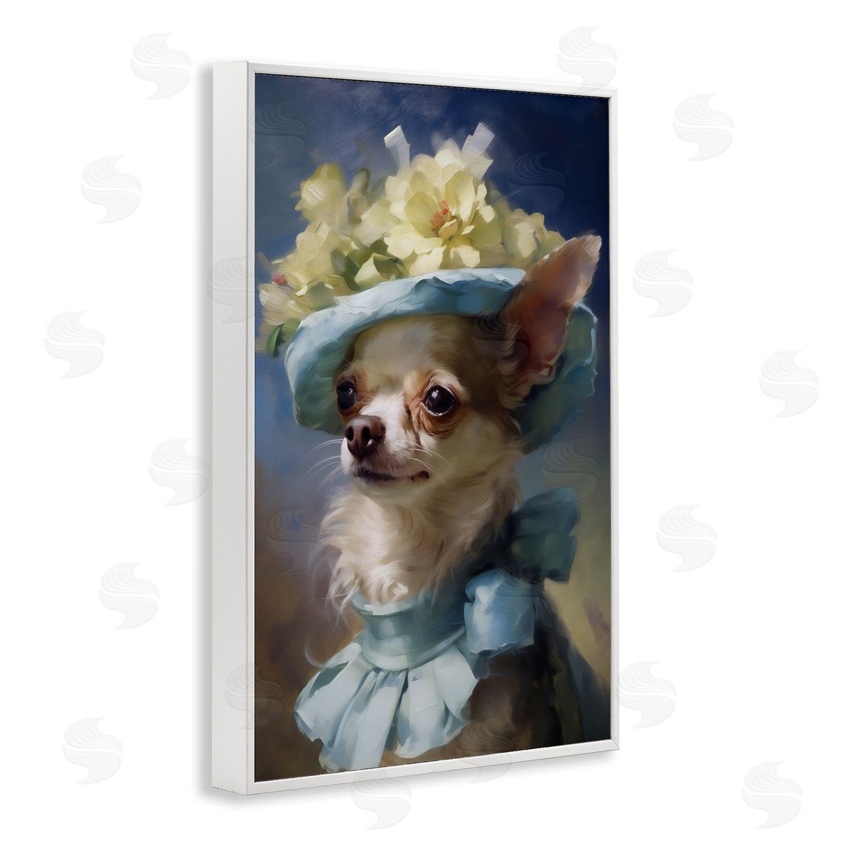 Dog with Fashionable Hat White Frame Print Wall Art, Home Decor by Wumples