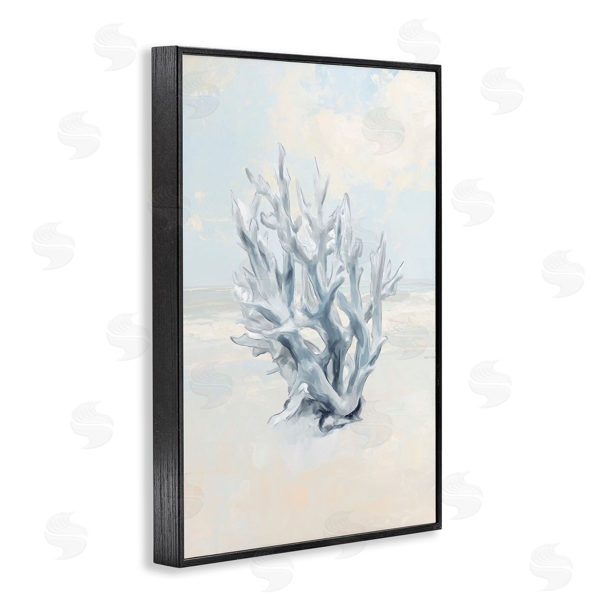 Soft Minimal Coral Branch Black Frame Print Wall Art, Home Decor by Ramona Murdock