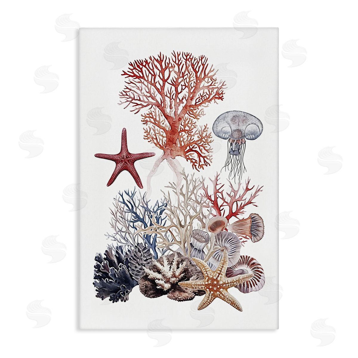 Aquatic Animals & Coral Canvas Wall Art, Home Decor by Ramona Murdock