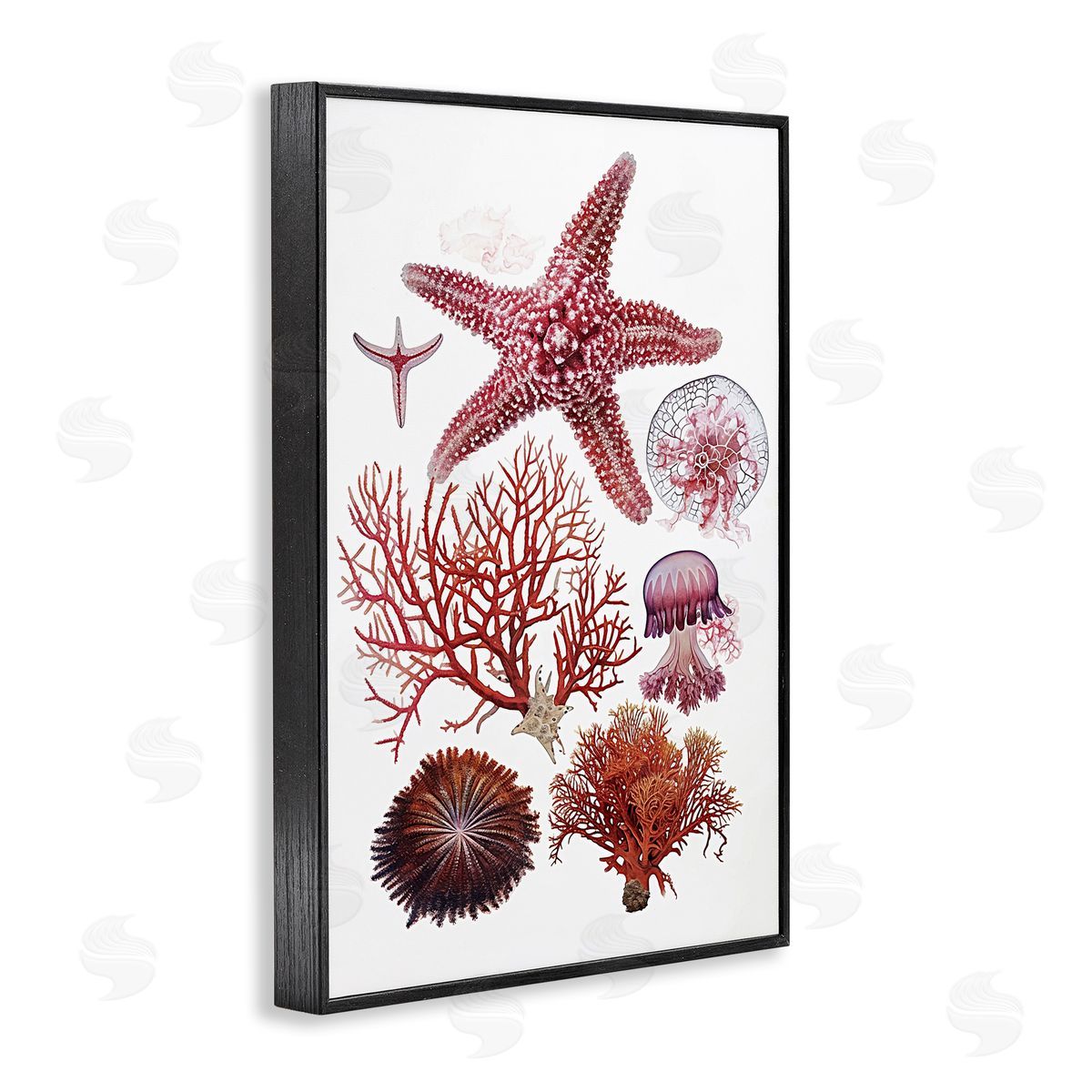 Rosy Undersea Creatures Black Frame Print Wall Art, Home Decor by Ramona Murdock