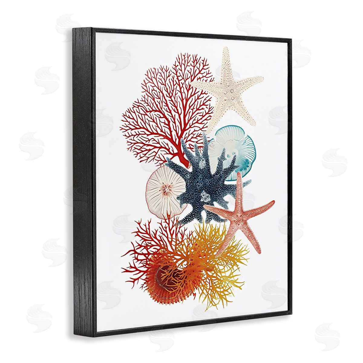 Coral & Undersea Creatures Black Frame Print Wall Art, Home Decor by Ramona Murdock