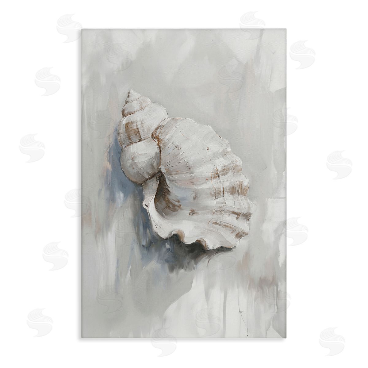 Neutral Curved Seashell Canvas Wall Art, Home Decor by Ramona Murdock