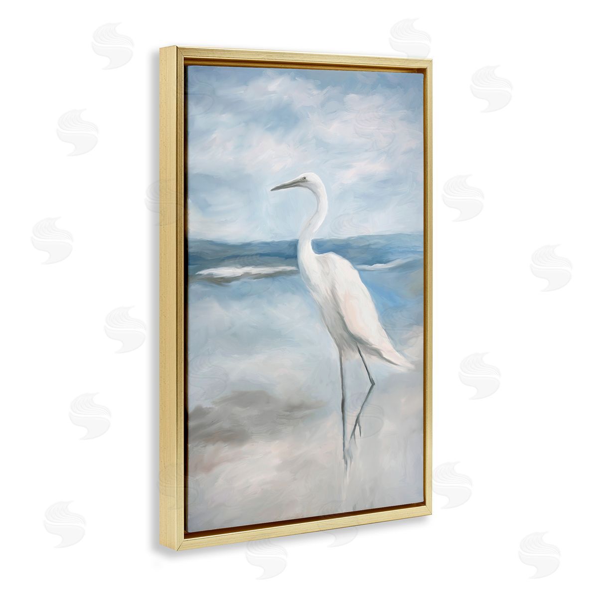 Elegant Kingdom of Herons Gold Floating Frame Canvas Wall Art, Home Decor by Ramona Murdock