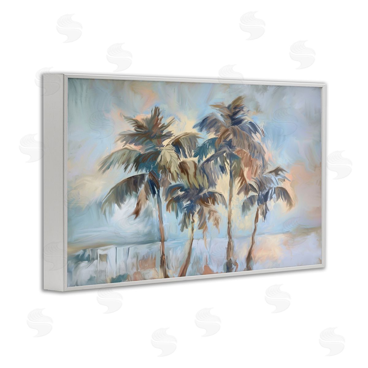 Cool Palm Trees Sunrise White Frame Print Wall Art, Home Decor by Ramona Murdock
